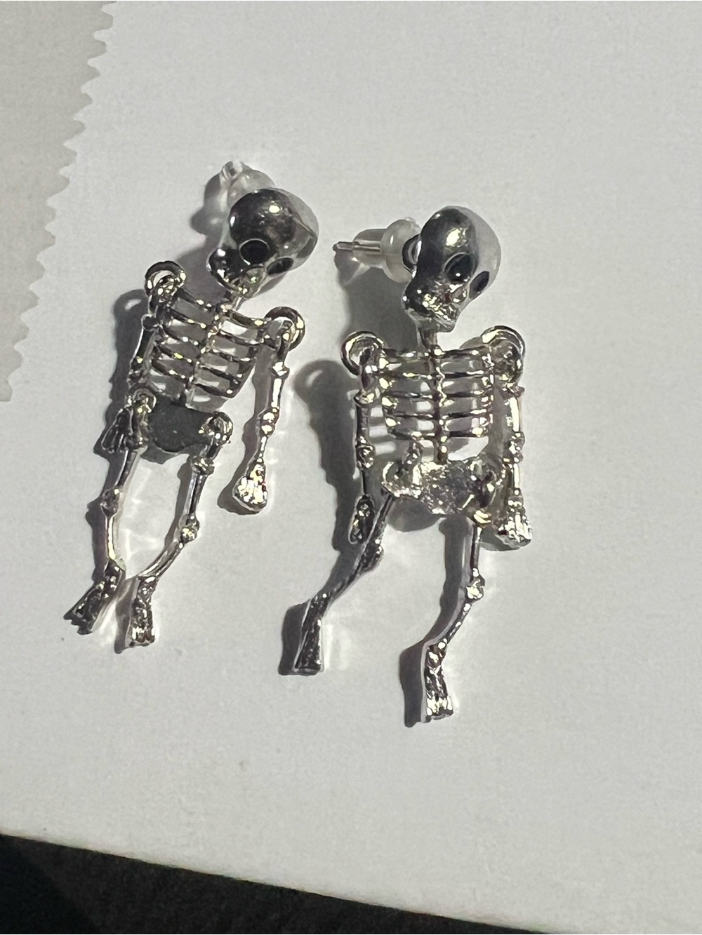 Skeleton Drop Earrings in Silver color New E238